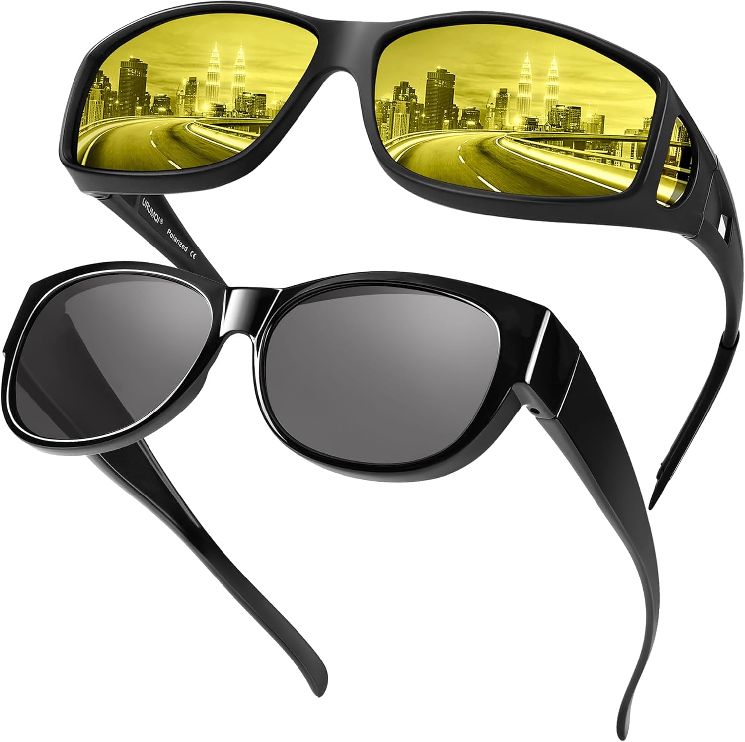 URUMQI Night Driving Glasses Bundle with Polarized Fitover
