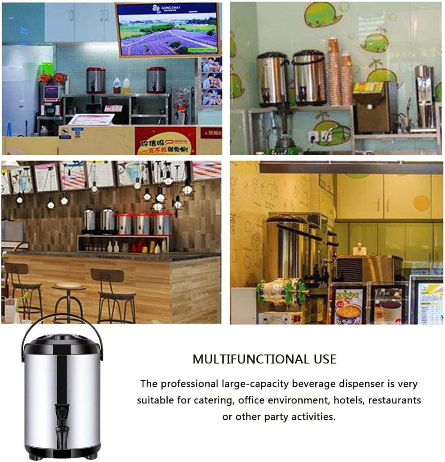 Boiler Warmer Coffee Urn Stainless Steel Hot Water Kettle Dispenser with Cover and Spigot, Milk Tea Bucket Insulated Barrel for Hot Water Or Beverage