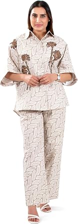 Clothing Womens Western Casual Button Down Shirt, Sequin Hand Embroidered Cowgirl Country Outfit Shirts for Women PRINTED Shirt FREE SIZE, and Shorts/Pant