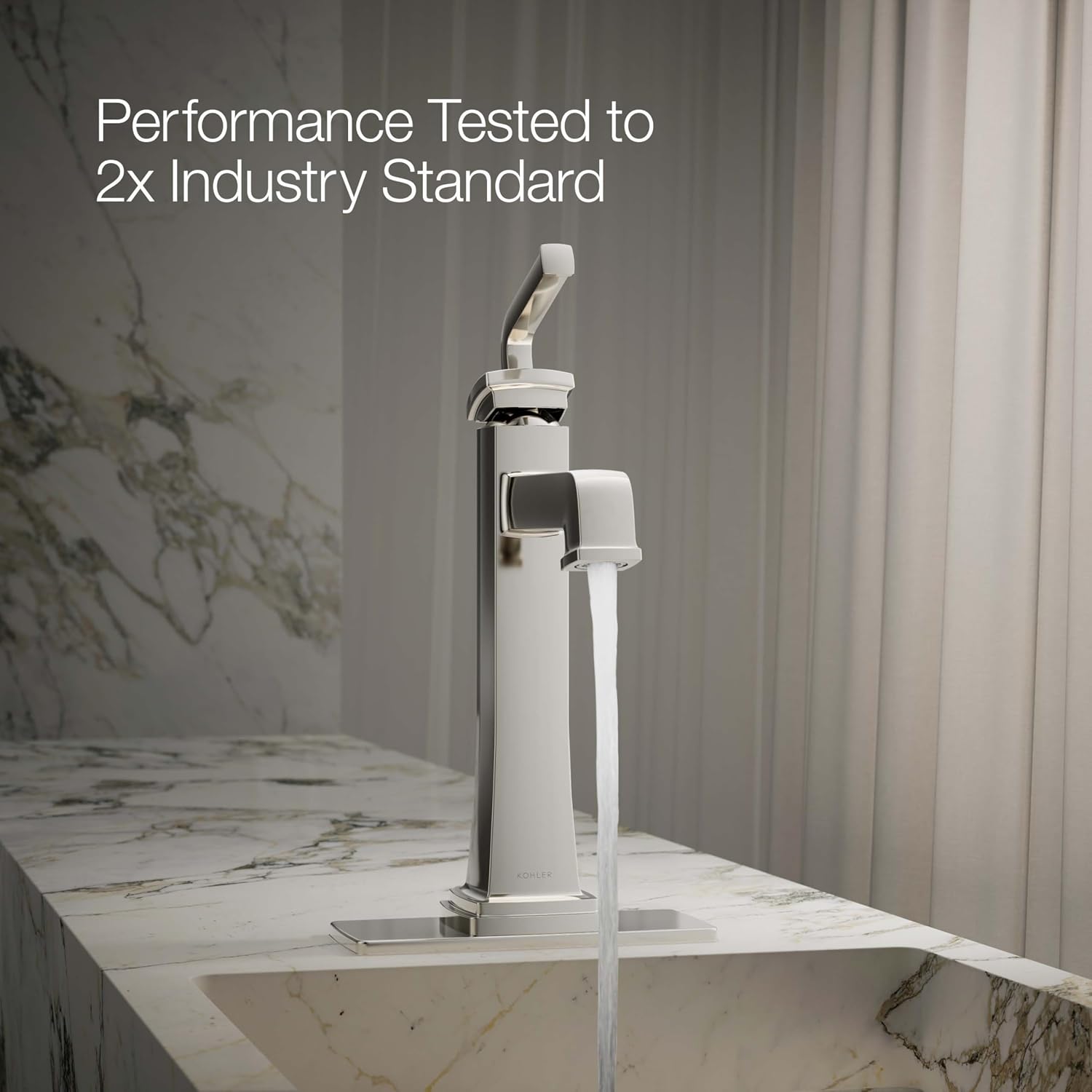 KOHLER 26430-4N-SN K-26430-4N-SN Riff Tall Single-Handle Bathroom Sink Faucet, 5 gpm, Vibrant Polished Nickel
