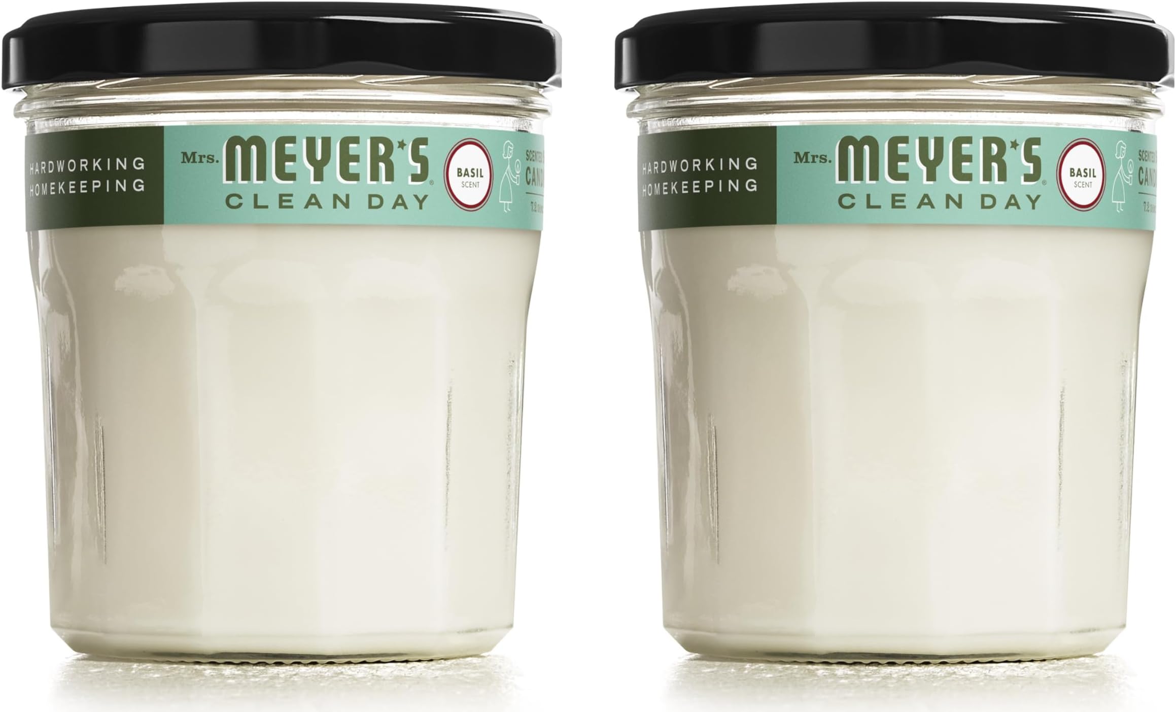 Clean Day's Scented Soy Aromatherapy Candle, 35 Hour Burn Time, Made with Soy Wax and Essential Oils, Basil, 7.2 oz- Pack of 2