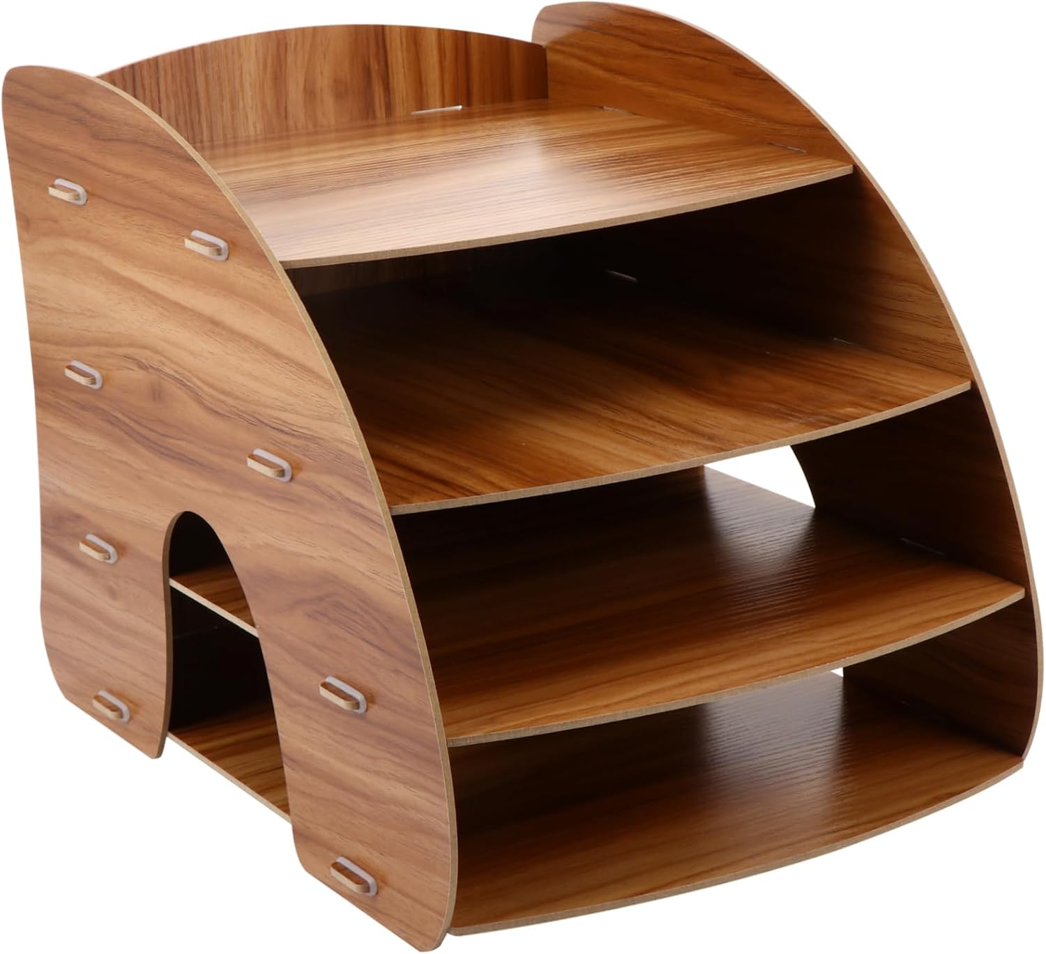 Housoutil Wooden Multi Layer File Rack with Versatile Compartments Brown