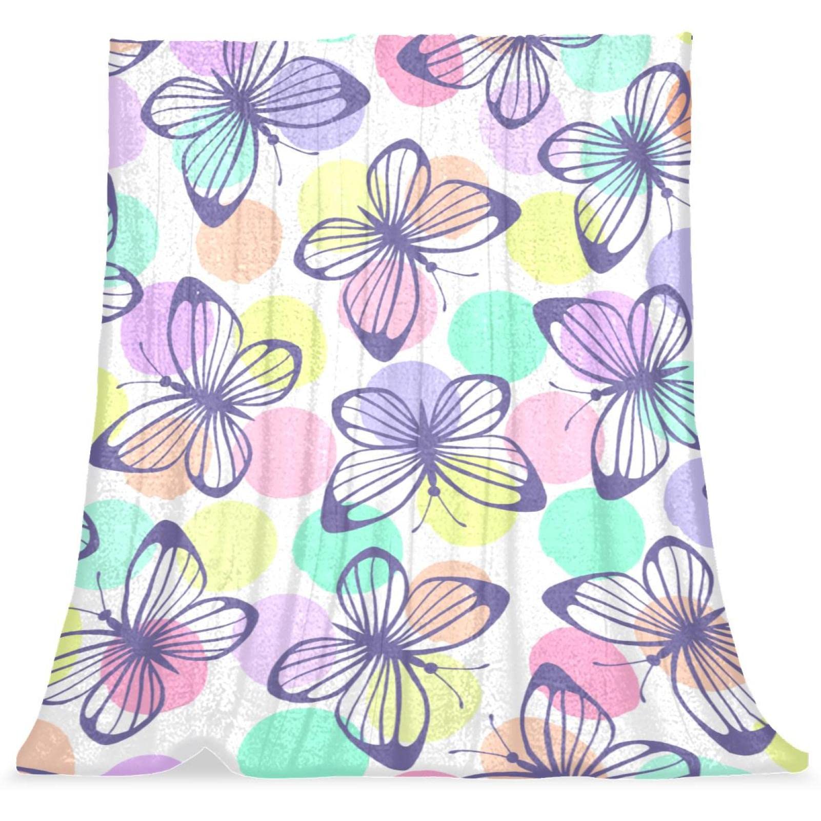 Couvre-lit enfant doux couverture de lit moelleuse papillon violet