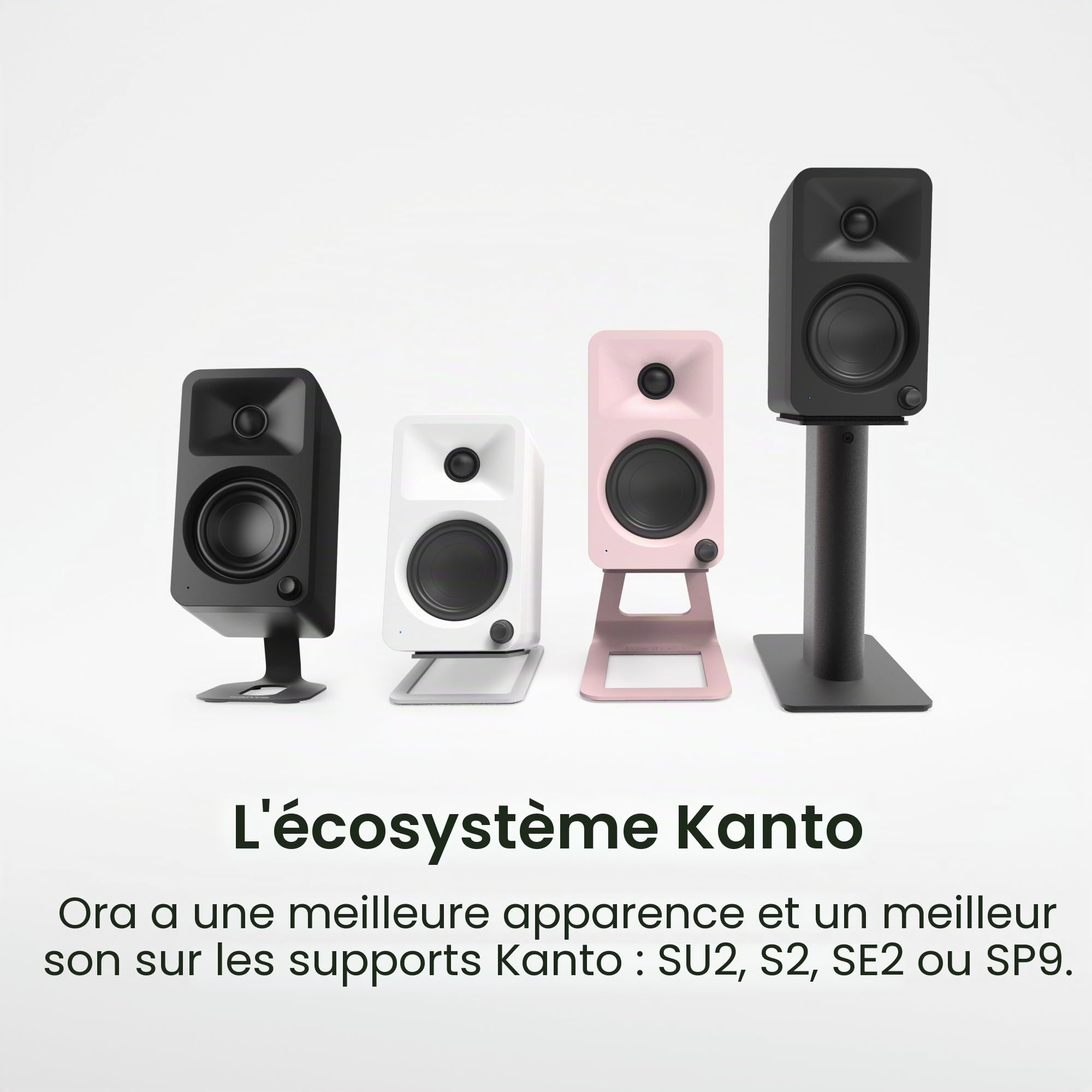 Kanto ORA Haut-parleurs de bureau Bi-amp de référence 100 W avec Bluetooth 5.0 et USB-C - Crossover 100 Hz - Son de qualité de référence - Paire - Indigo