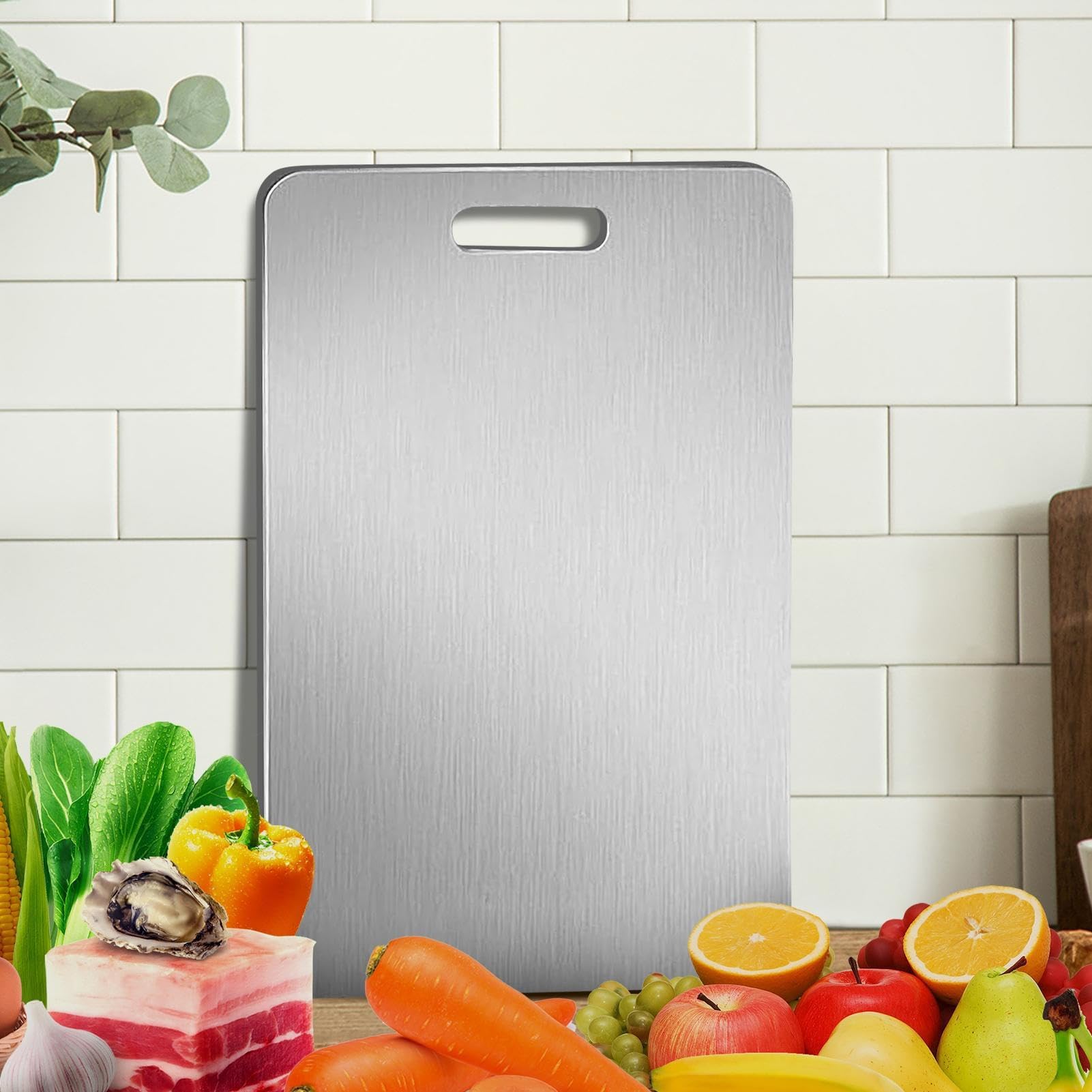 Tabla de cortar de titanio de doble cara | Tabla de cortar de cocina resistente a los arañazos de grado alimenticio | Versátil para frutas, verduras y carne | Estación de carnicería casera