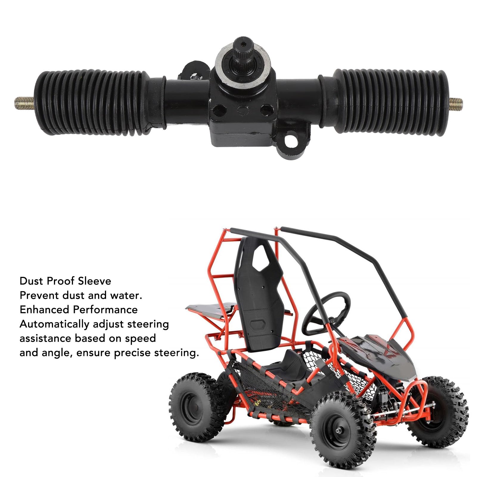 Ensemble de Crémaillère et Pignon de Direction Assistée en Alliage D'acier 30T 325mm, pour Bricolage Go Kart ATV UTV Quad
