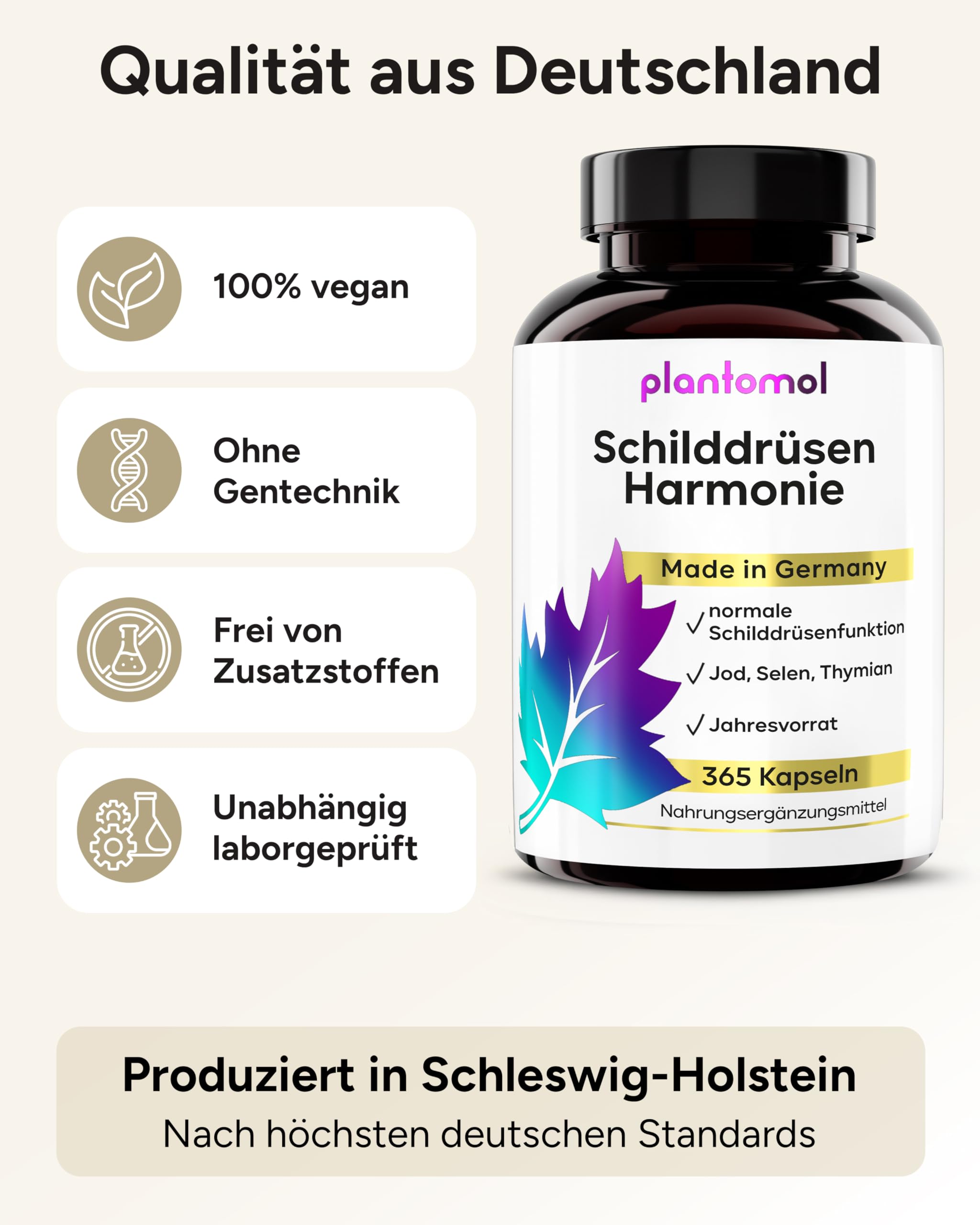 JAHRESVORRAT Schilddrüsen Komplex - 365 Jod Selen Kapseln bei Schilddrüsenunterfunktion - Selen Jod Komplex für eine normale Schilddrüsenfunktion - Schilddrüsen Harmonie