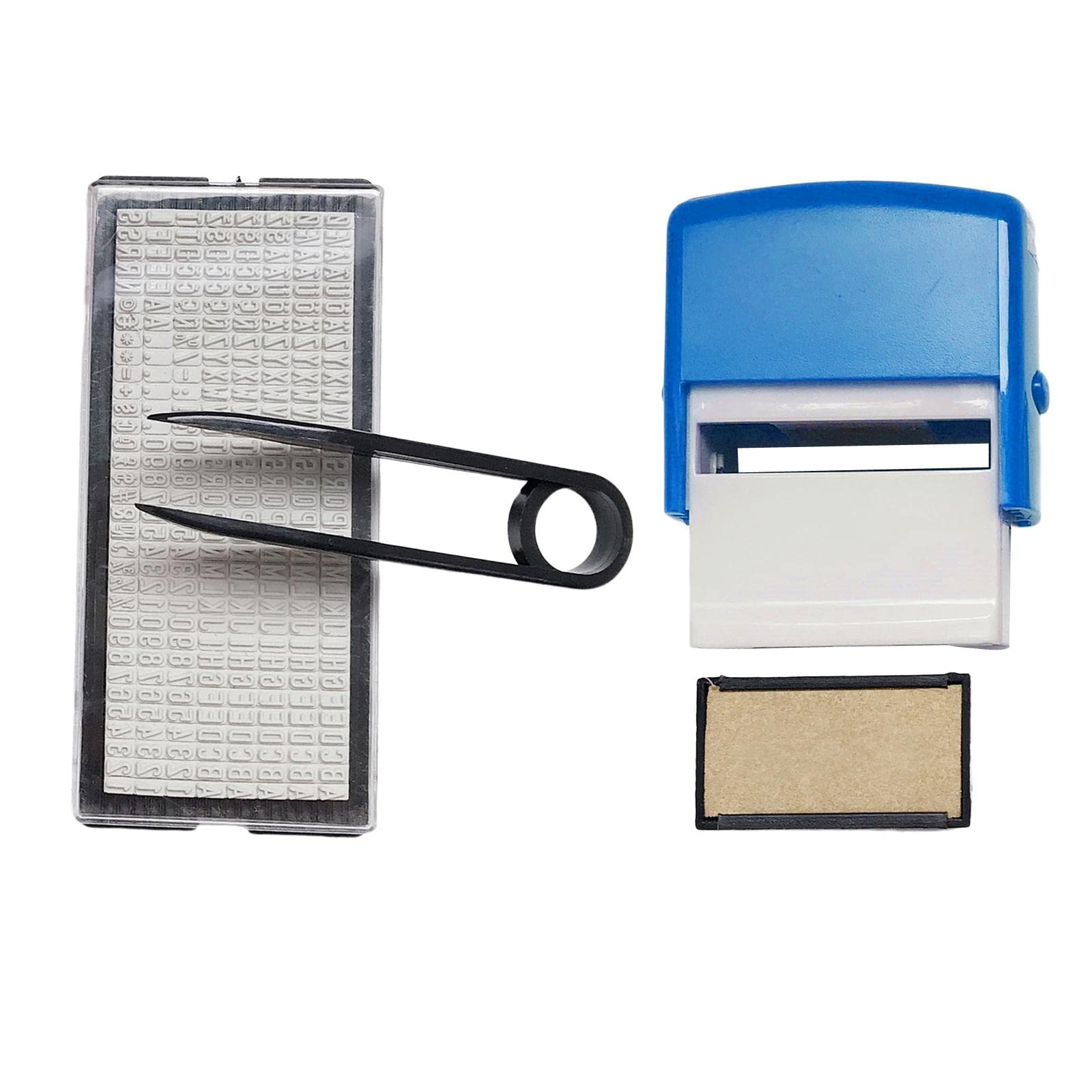 Set di 10 mini timbri in gomma personalizzati con lettere dell'alfabeto e numeri, per la casa, blu, 9 x 7 cm