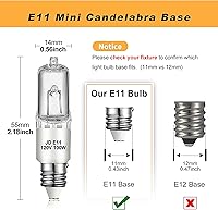 Vista 2 de JDE11 Bombillas Halógenas Mini Candelabra de 120V 100W, Bombilla T4 100W JD E11 Paquete de 4 (Bombilla LED E11 de Repuesto) 2700K Blanco Cálido