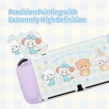 GeekShare Protective Case for Switch OLED,Slim Cover Case Compatible with Switch OLED Separable Soft Silicone Protective Shell with 2 Thumb Grip Caps - Mikko Sweet Thoughts
