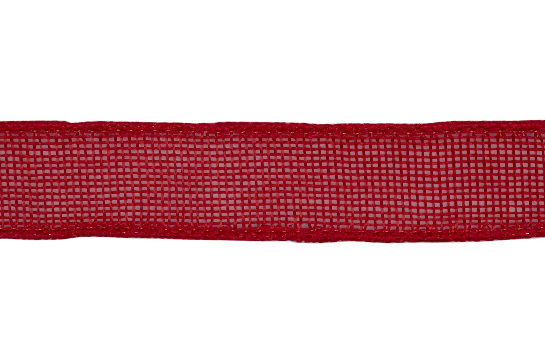 Ribbonitlux Red Burlap Wired Ribbon, 25mm x 18 Meters, Wired Edge Burlap Ribbon for Gift Wrapping Big Bow, Wreath - Image 2