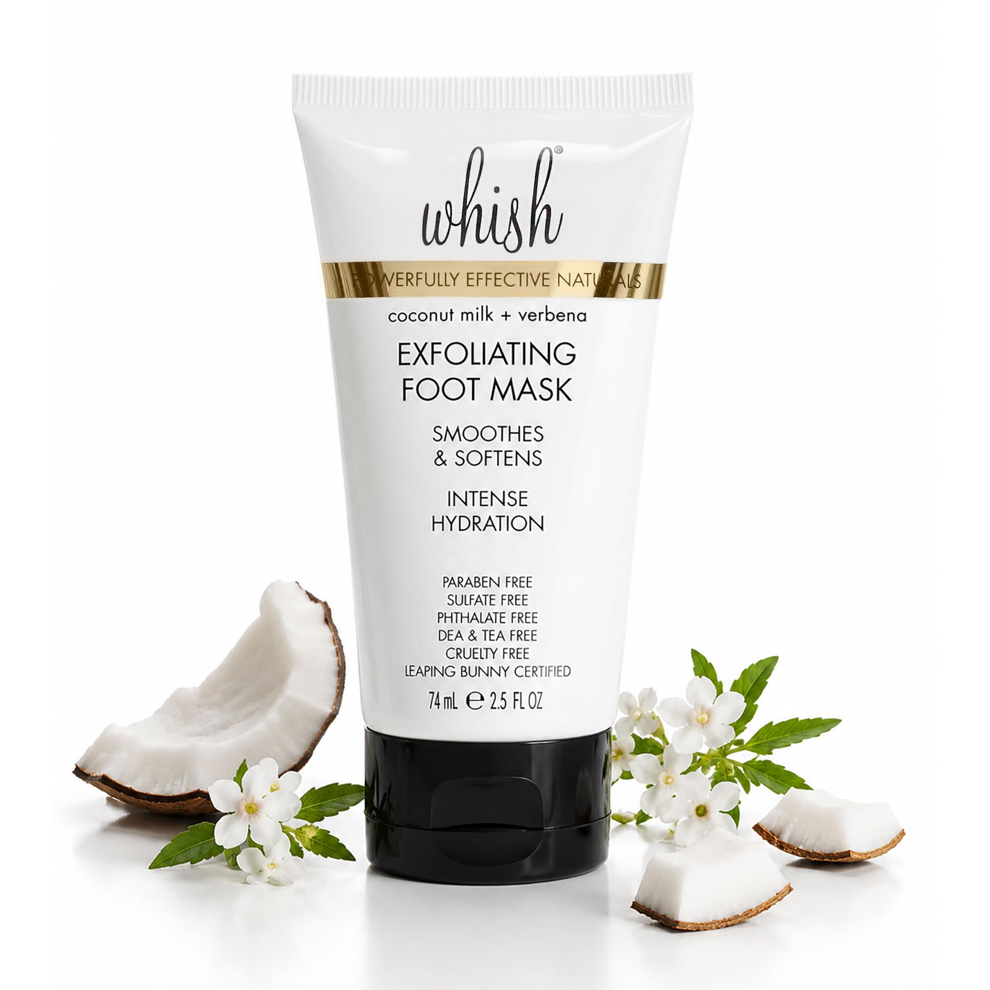 Whish Coconut Milk + Verbena Exfoliating Foot Mask - Smoothes & Softens, Intense Hydration
