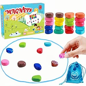 Magnetic Chess Game with String, 20 Colorful Magnet Stones & Portable Storage Bag,Strategy Board Game for Family Game Night,Party, Travel, Camping,Indoor Outdoor Use for Kids Adults