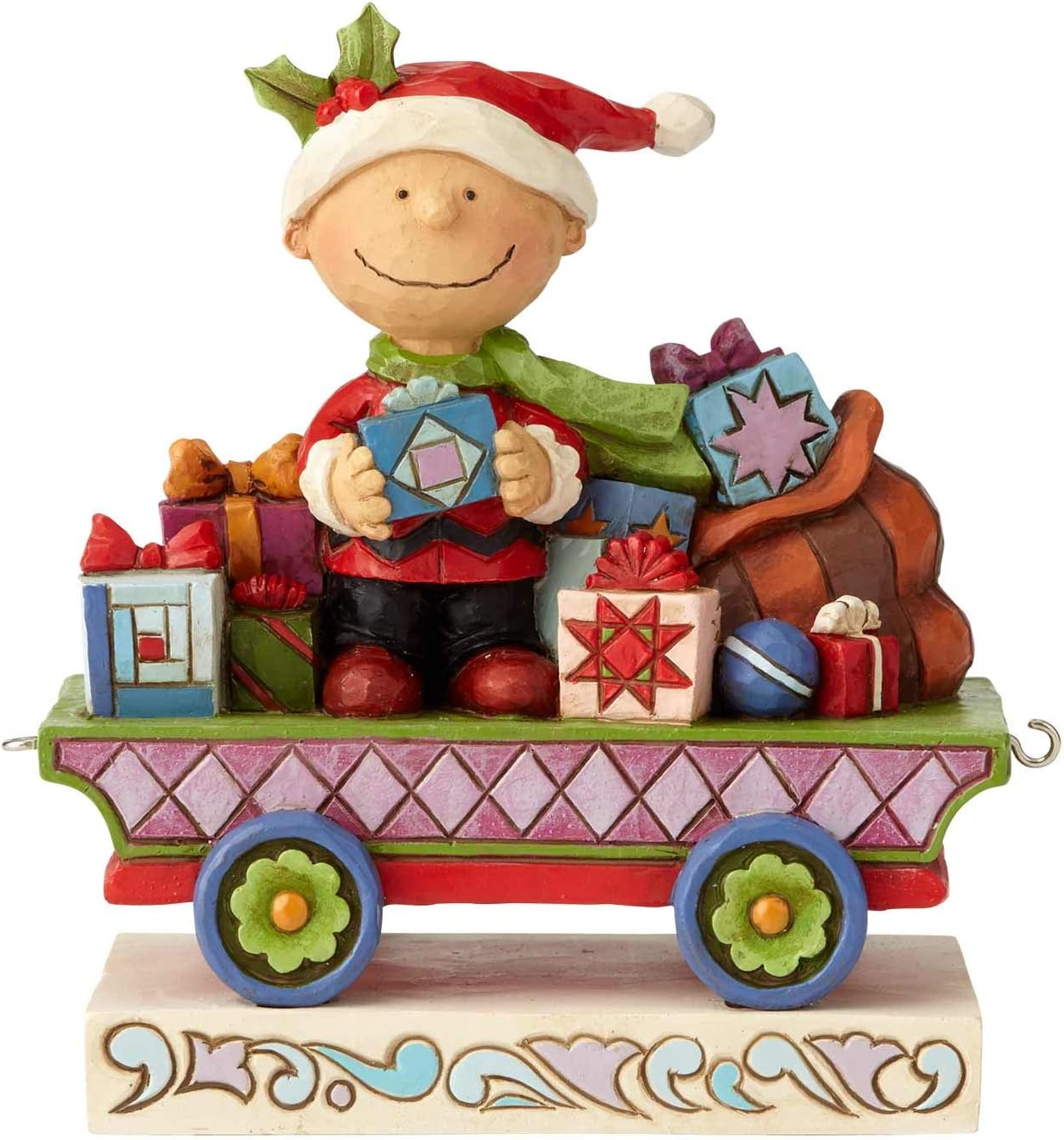 Enesco Peanuts by Jim Shore Charlie Brown Christmas Train Figurine, 4.72", Multicolor