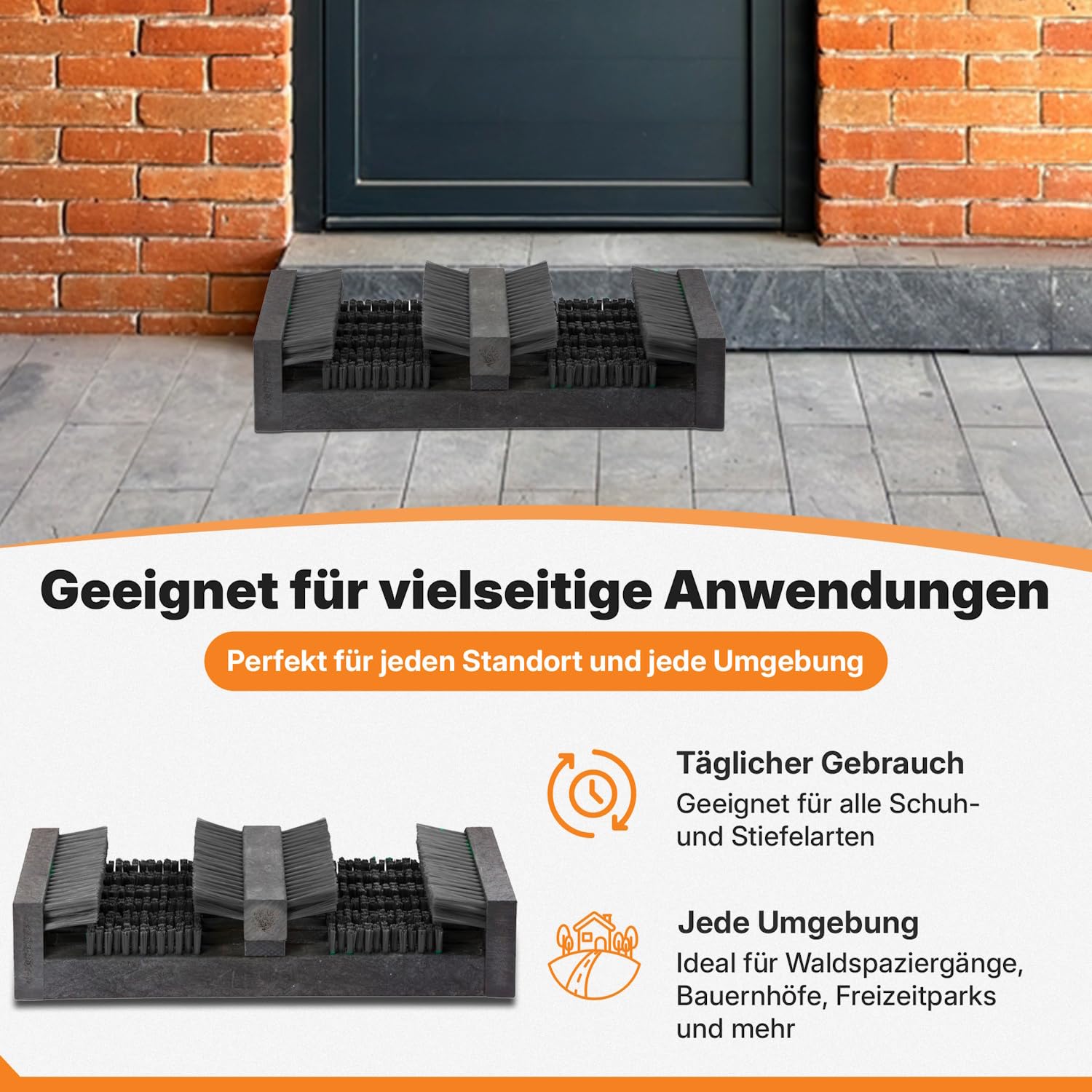 Borstelshop Schuhabstreifer Kunststoff - Fussabtreter Aussenbereich - Fußabtreter Außen - Robuster Schuhabstreifer Aussen Bürsten - Fußabstreifer - 50x30cm - Schwarz
