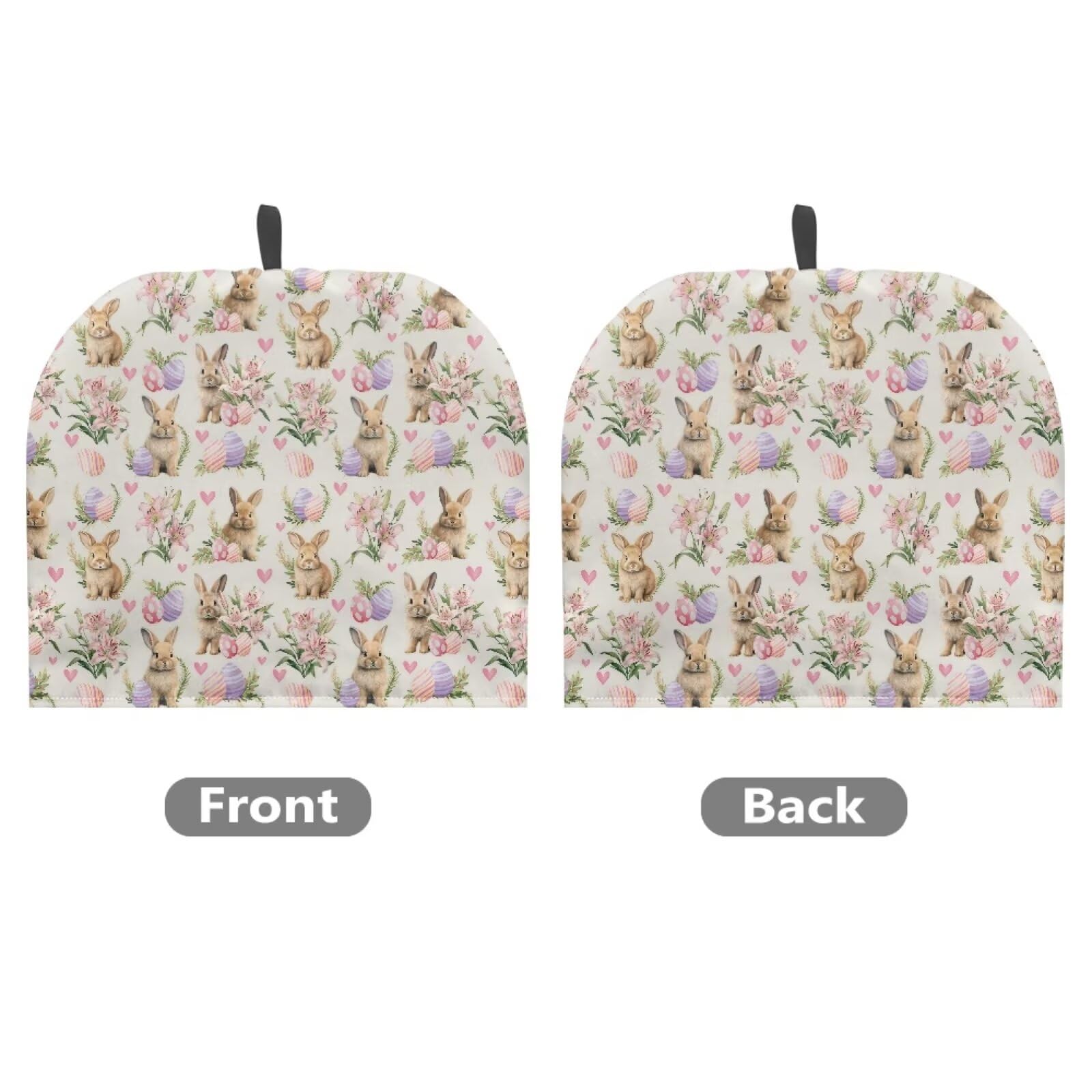 Tutolipy Bunny Egg Print Tea Cozy Cover Warmth Keep Tea Kettle Cover Insulated Teapot Cover with Top Handy Loop Easter Motif Tea Cosies Reusable