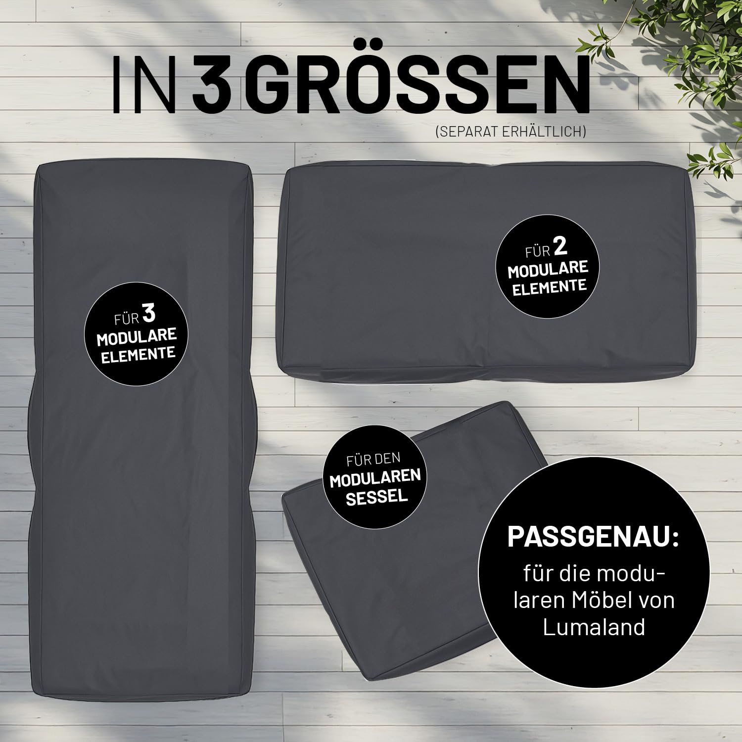 Lumaland Wetterschutzhaube - Abdeckung für den Modularen Sessel | Abdeckplane Sitzsack wetterfest | Schutzhülle Bean Bag wasserdicht | Regenschutz & Sonnenschutz für Sessel | Abdeckhaube Sofa & Pouf