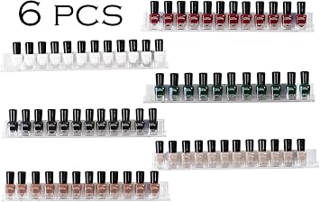 Sooyee 6 Pack Nail Polish Organizer Wall Mounted Shelf, Holder, Clear Acrylic Rack,Paint Organizer,Essential Oil Shelf Display 66-90 Bottles