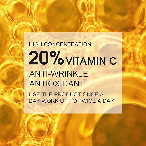 Vista 6 de Suero de vitamina C premium al 20% para la cara con ácido hialurónico, retinol y aminoácidos - Estimula el colágeno de la piel, hidrata y rellena