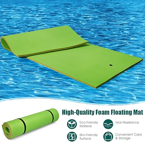 Miniatura 5 de Hysache  Almohadilla flotante de agua flotante de 3 capas de espuma XPE, isla flotante de 3 capas con correas de almacenamiento y diseño de almohada