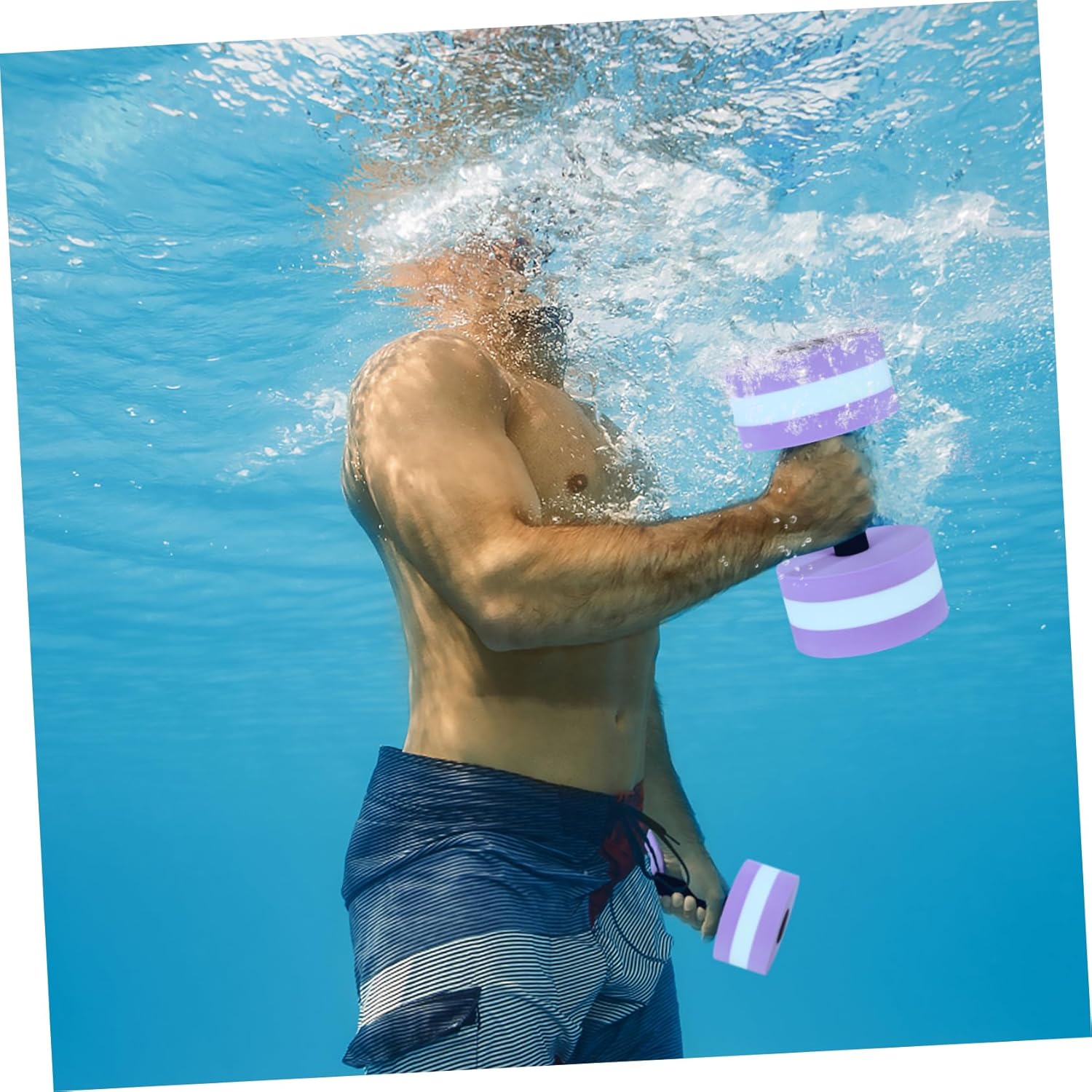 2 Pcs Aquatic Dumbbells Exercise Water Dumbbells Pool EVA Barbells Floating Water for Kids Adults Swimming Training Sport