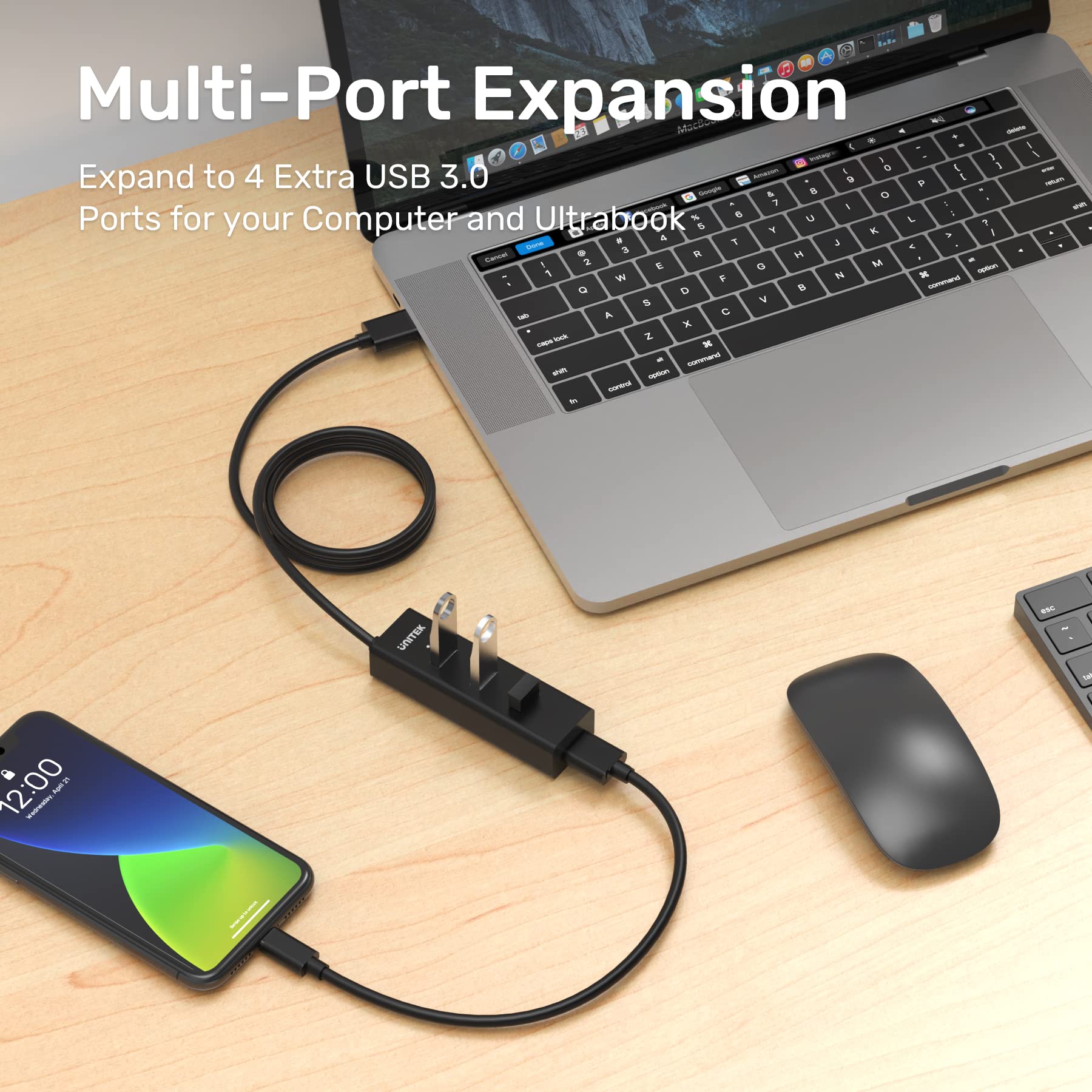 Buy Unitek 4Port USB 3.0 Hub Long Cable 48inch with Micro USB