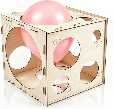 12 Holes Collapsible Wood Balloon Sizer Cube Box from 2" to 10"