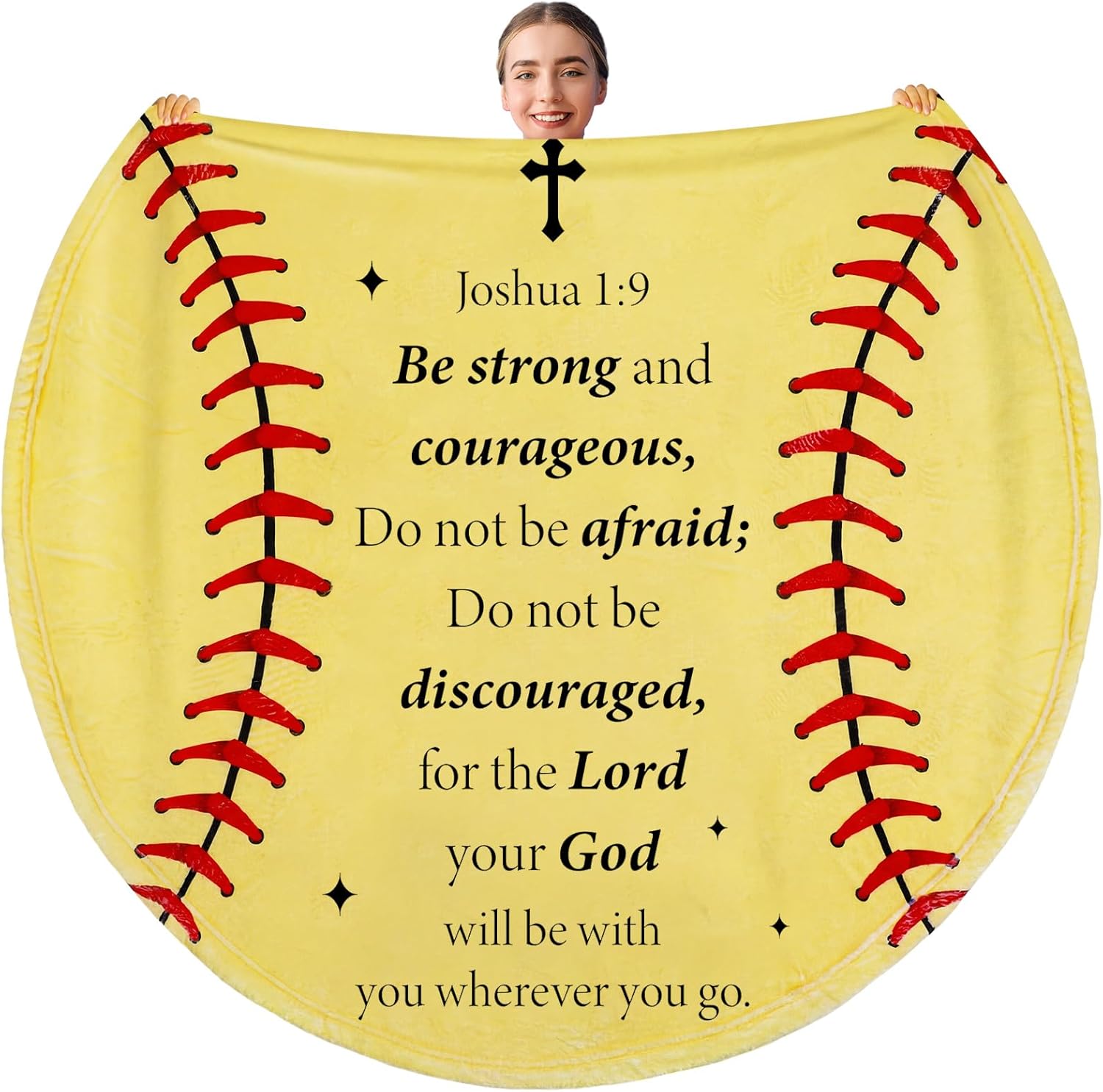 Redbaker Baseball Blanket Gifts, 60" Christian Round Soft Blanket Baseball Players Lovers Present for Baptism Catholic Religious First Communion Confirmation