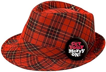 Red plaid fedora Clearance