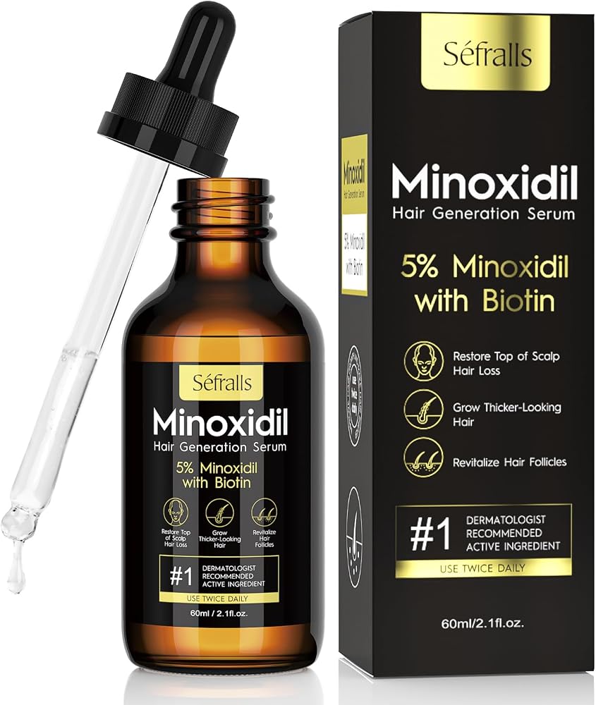 Sefralls 5% Minoxidil Hair Growth Oil for Men & Women - Extra Strength Regrowth Serum, Topical Hair Loss Treatment Serum, Thicker, Healthier Hair & Beard Growth, 2.11 oz