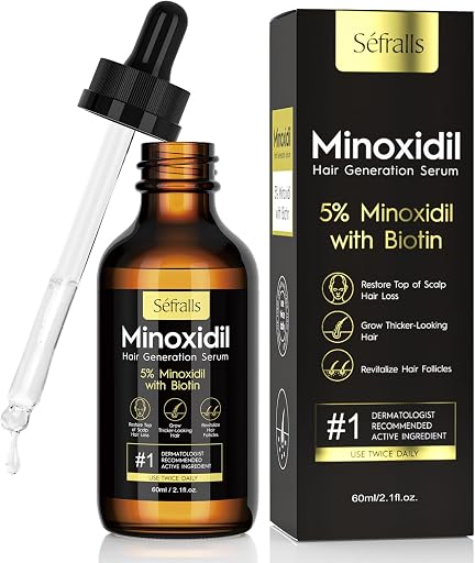 Sefralls 5% Minoxidil Hair Growth Oil for Men & Women - Extra Strength Growth Serum, Topical Hair Loss Treatment Serum, Thicker, Healthier Hair & Beard Growth, 2.11 oz
