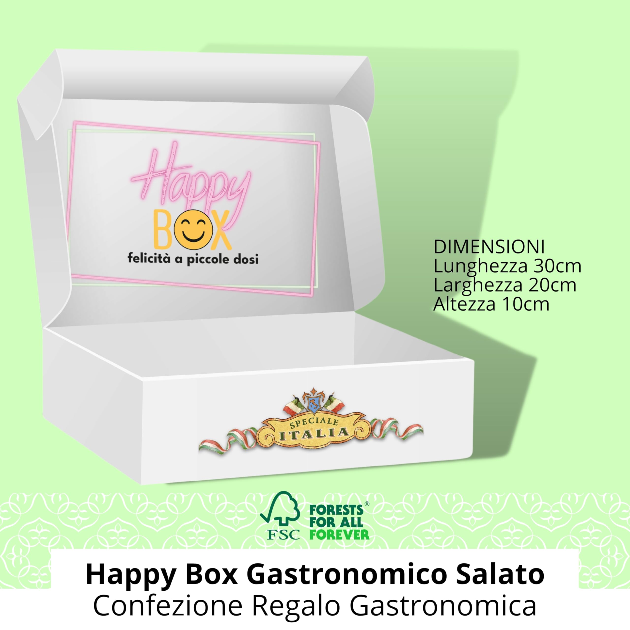 Speciale Italia Cesto Regalo – Happy Box Salata con 6 Prodotti Tipici Toscani e Umbri – Cesto Gastronomico Artigianale Made in Italy (Salata)