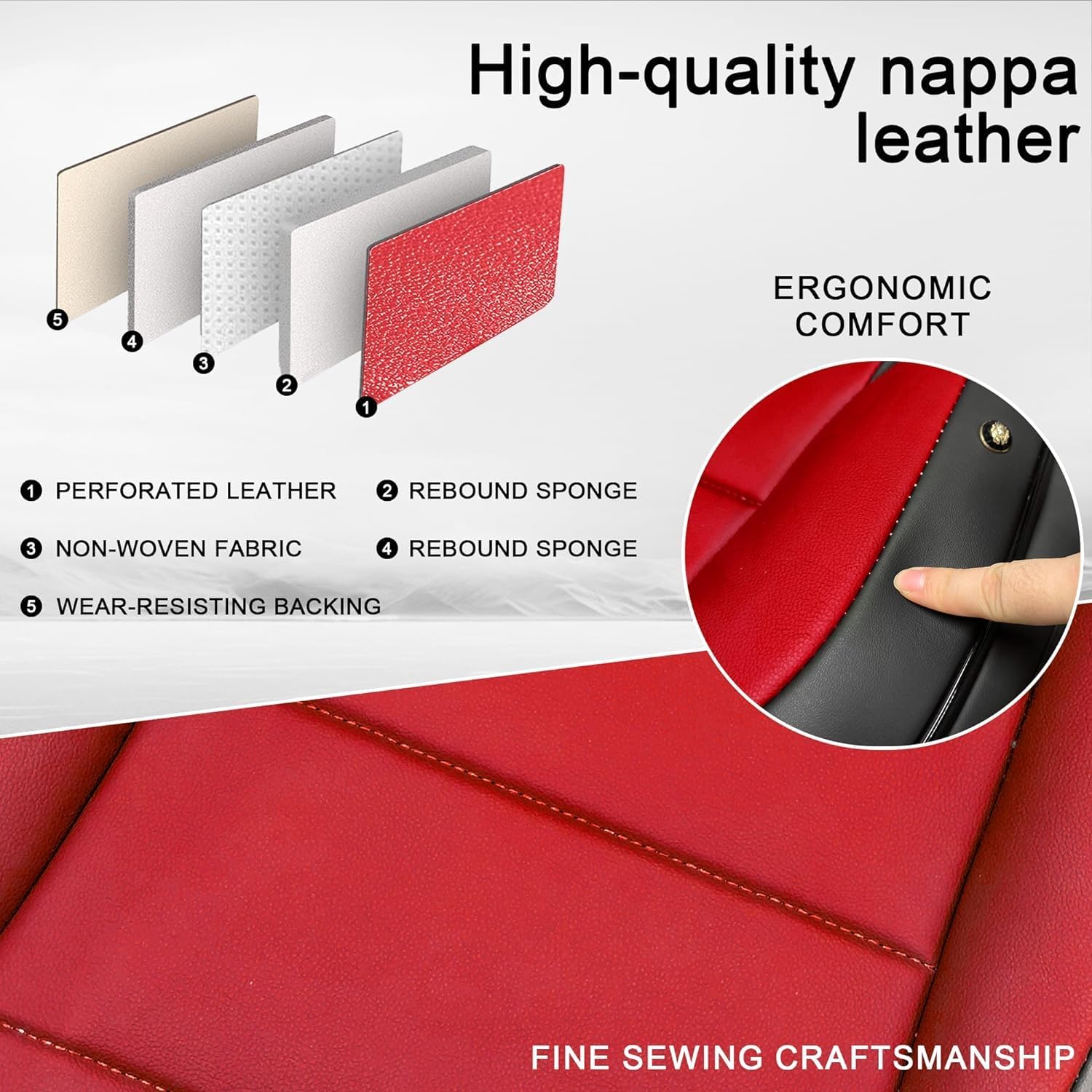 Front Car Seat Covers,Fashion Seat Covers for Chevy Silverado 2008-2025, Premium Leather Auto Seat Protector Anti-Slip Waterproof Car Seat Cushion,Trendy Style(2 Pcs Seats,Red&Black)