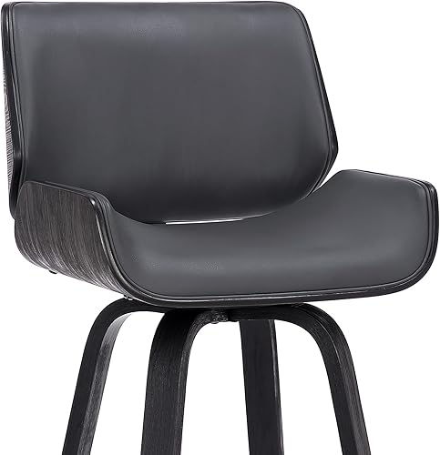 Miniatura 8 de Armen Living Tyler - Taburete giratorio de piel sintética gris y madera negra de 26 pulgadas de altura de mostrador Gris / Negro,Marrón
