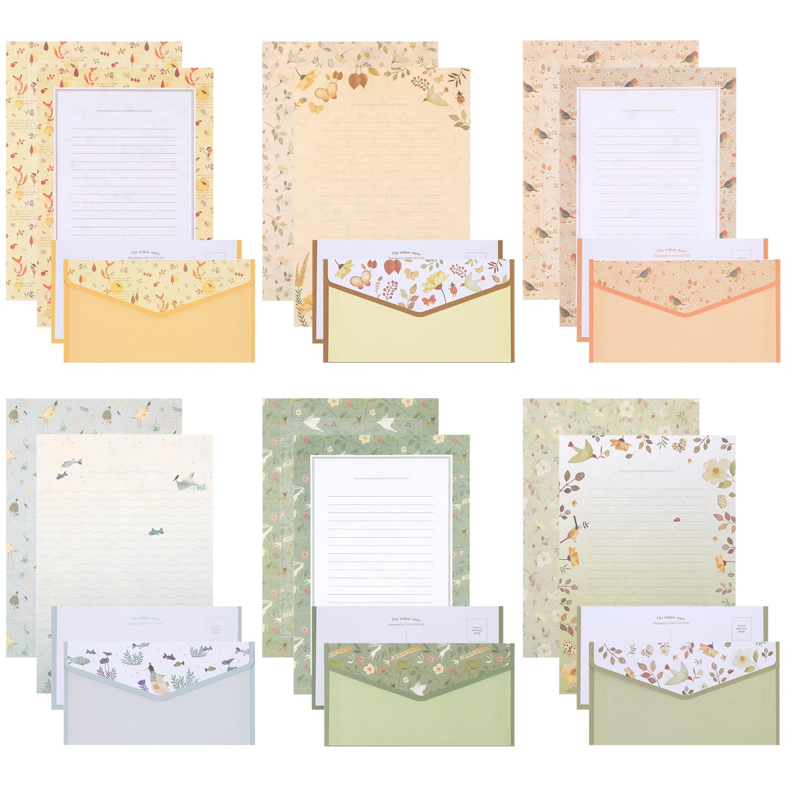 Candcamp 54 PCS Letter Writing Set with 36 Writing Paper and 18 Envelopes, 1 Set of Transparent Sealing Stickers for Letter, Poetry, Invitation, Congratulations Card & Office School Supplies — image 1