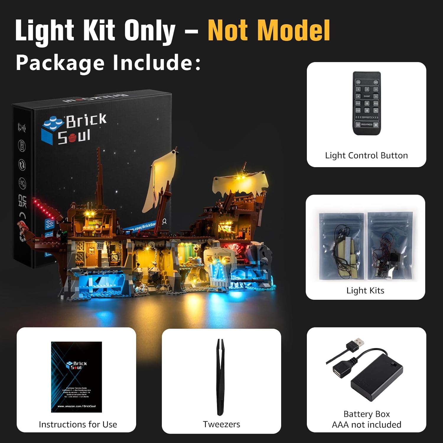 BrickSoul Light Up Kit Compatible with Lego The Goonies 21363 Building Set, Upgrade RC Adjustable Lighting Mode Accessories, Cable-Hiding Tech for Display, Not Included 21363 Model