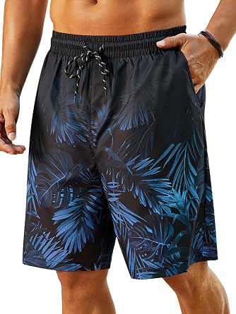 Men's Quick Dry Swim Trunks with Pockets and Mesh Lining