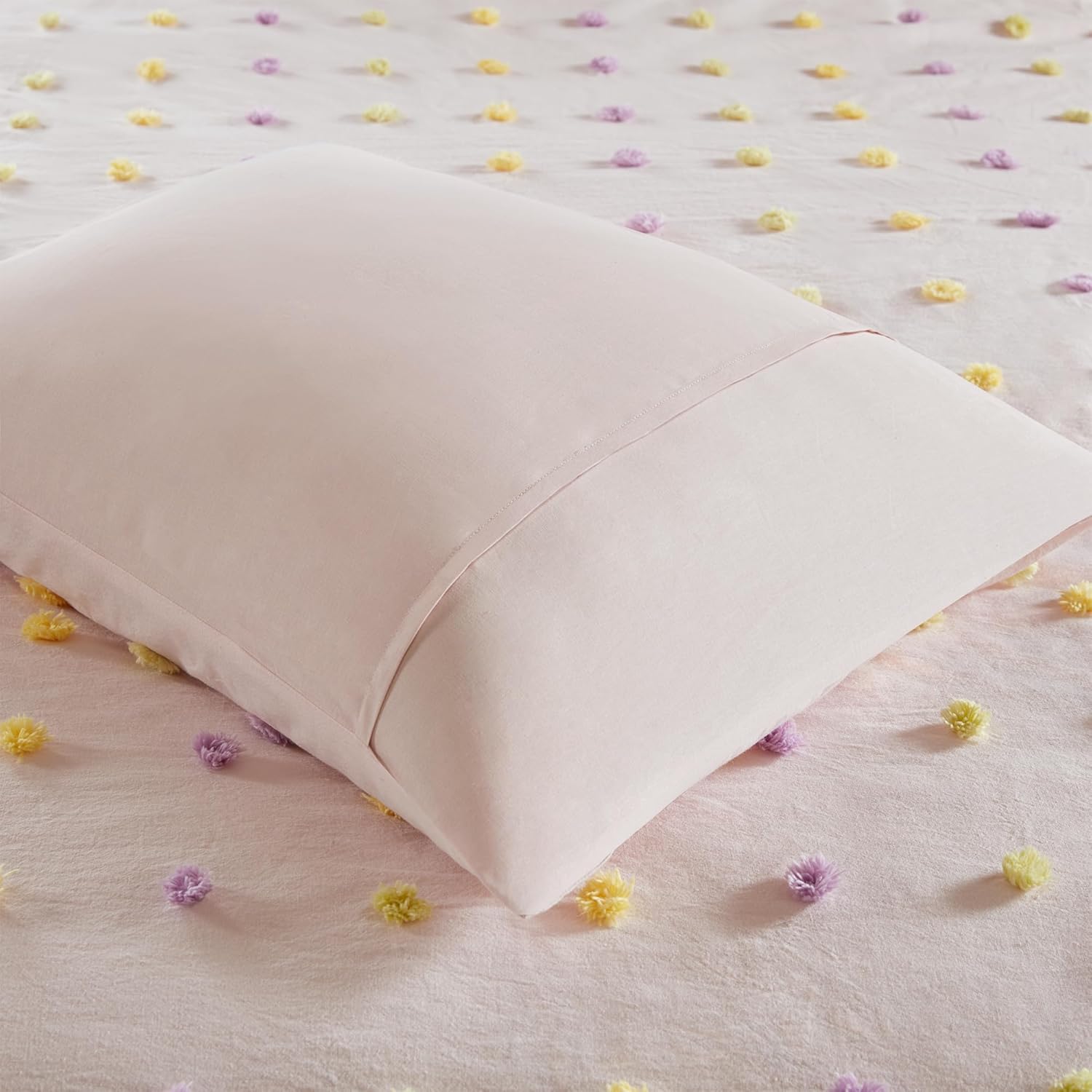 Intelligent Design Kids Twin Cotton Jacquard Weave Colorful Pom Pom Kids Comforter Sets, Down Alternative Shabby Chic All Season Girls Bedding, Bedroom Decor, Callie, Twin/Twin XL Pink 4 Piece - Image 10