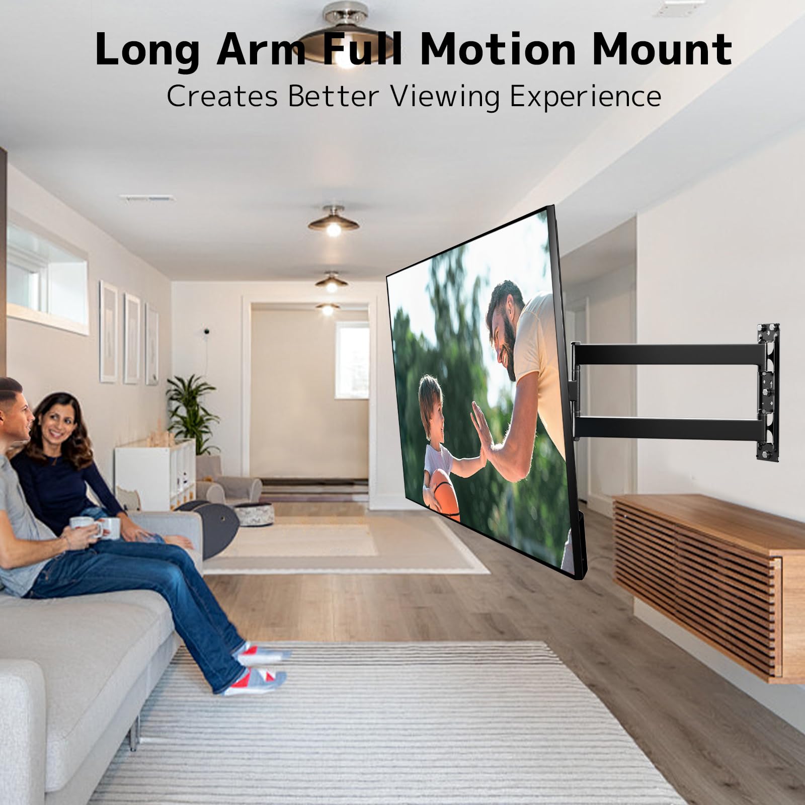 Soporte TV Pared con Brazo Articulado Extralargo para Planas de 23-65 Pulgadas, Soporte esquinero para TV con Soporte Giratorio e inclinable de 180°, MAX. VESA 400 x 400 mm, soporta hasta 35KG