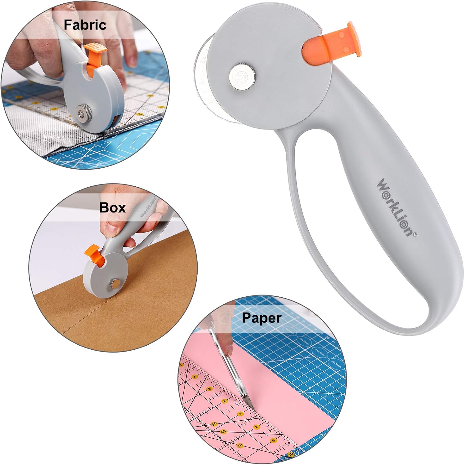 WORKLION Rotary Cutter Cutting Mat Set: Crafts & Sewing Includes 2 Replacement 45mm Blades and A3 Cutting mat(18X12")Carving Knife with Aluminum Handle 5 Blades Acrylic Ruler(6.5X12") and Quilting Kit