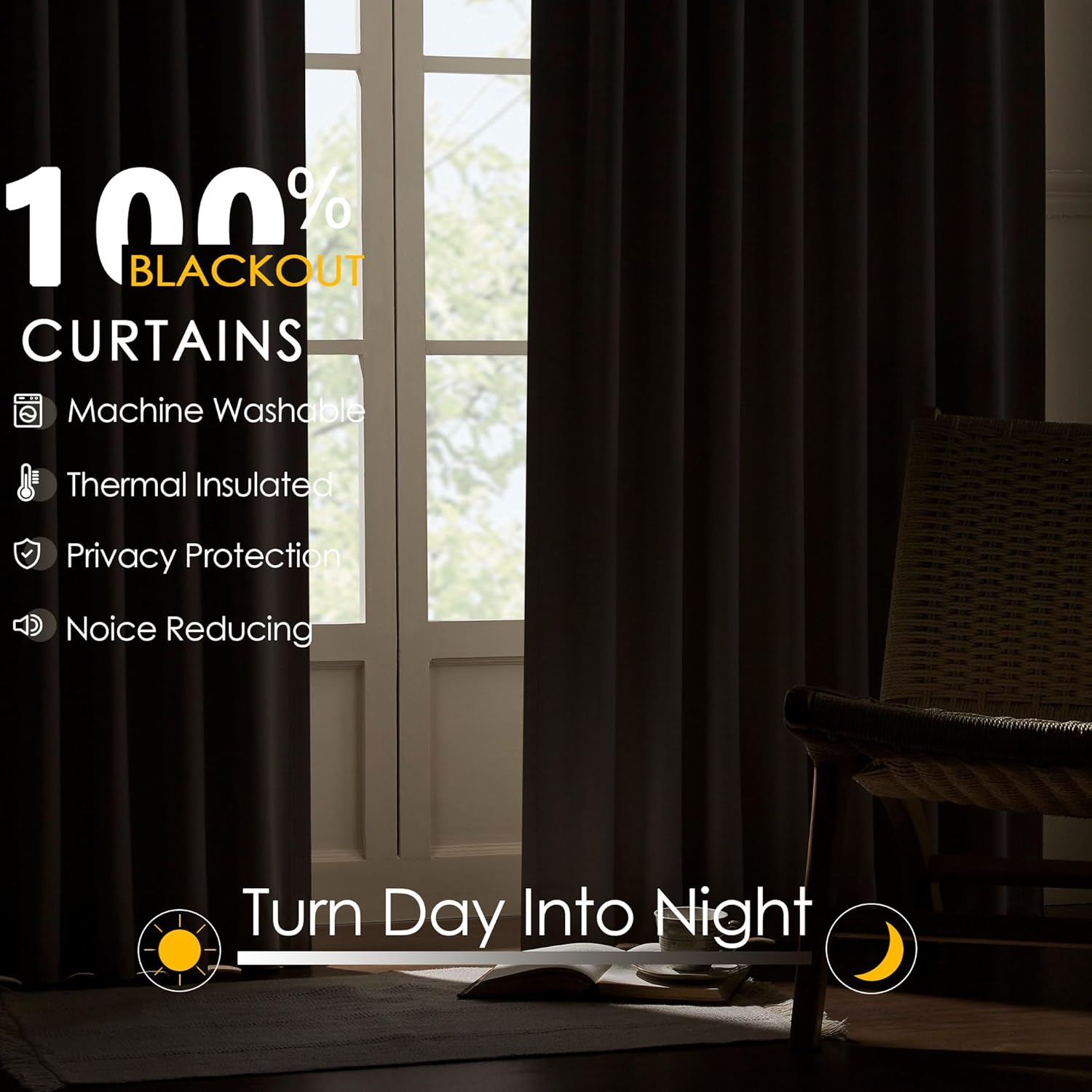 Linen Blackout Curtains 45 Inch Long for Living Room Bedroom, Ivory Drapes Pinch Pleat Thermal Insulated Room Darkening Noise Reducing Black Out Curtain 2 Panels Set with Back Tab