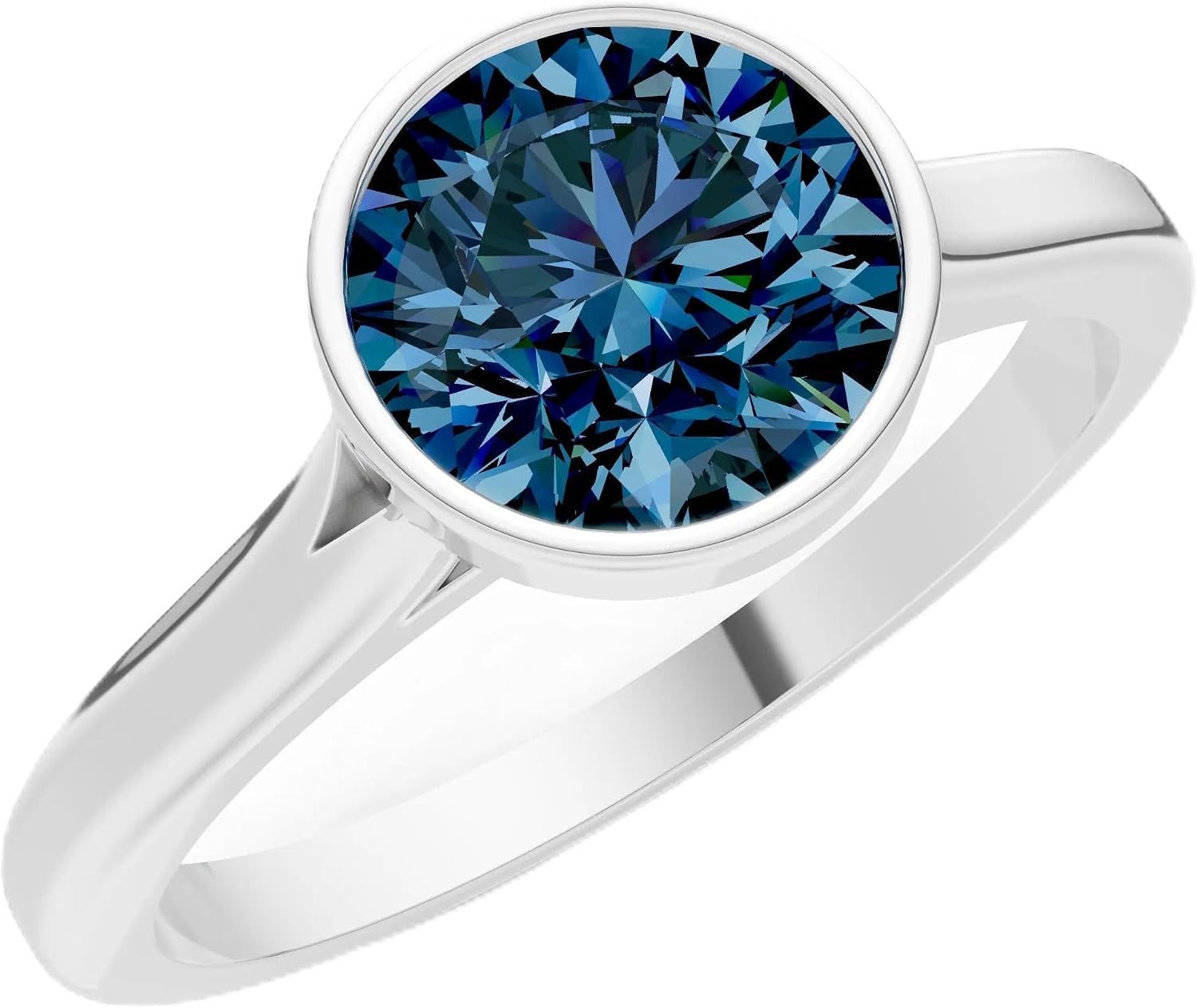 PEORA Round Cut Alexandrite Classic Band Available in Solid 10K, 14K or 18K Ring – White, Yellow or Rose Gold