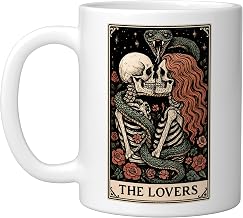 The Lovers Bible Adam & Eve Christian Tarot Card Skeleton Ceramic Mug, White