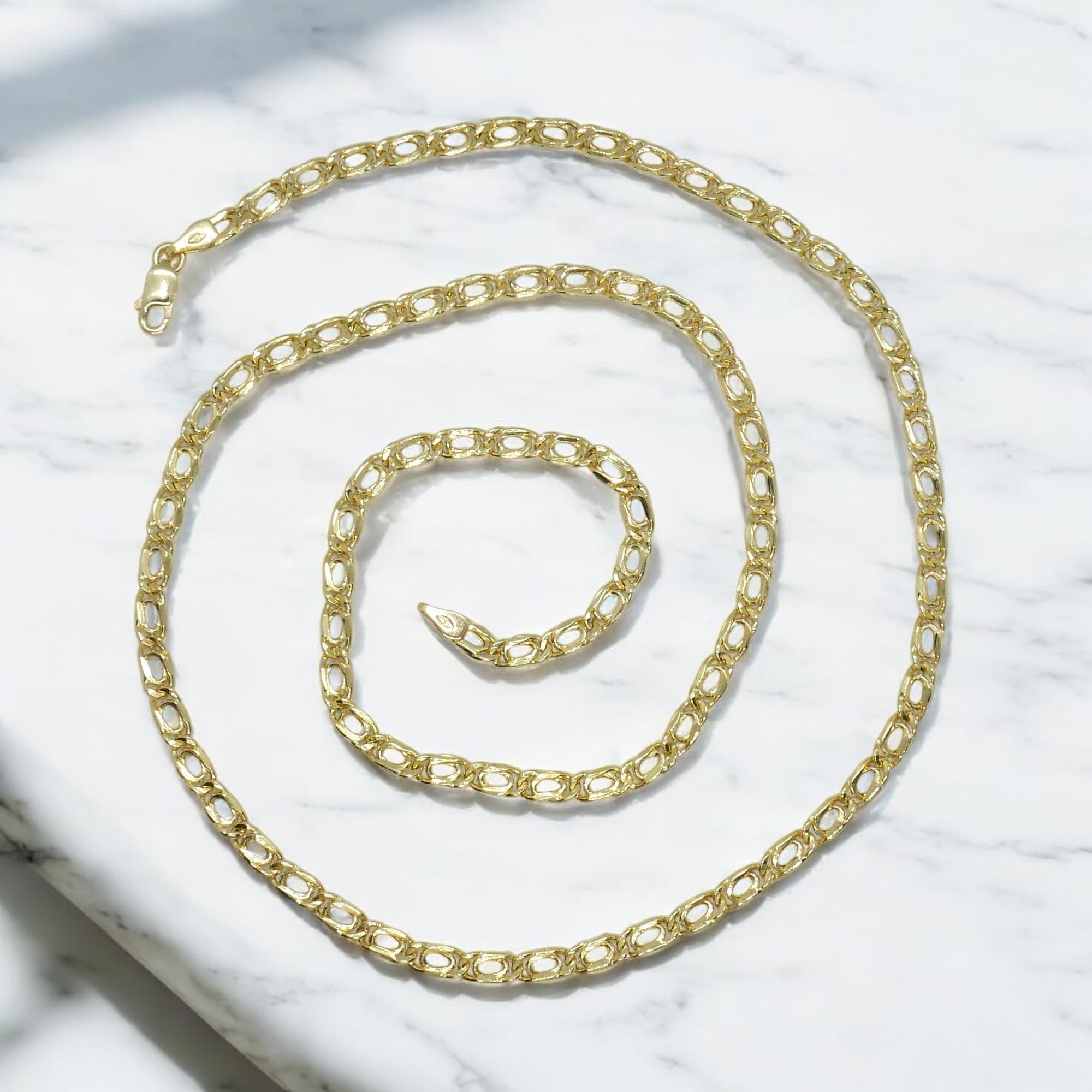 Never Say Never Catena da uomo in oro giallo 18k Tipo doppia barbata modello tigre, larghezza 4,00 mm e lunghezza 60 cm. Peso; 9,90 gr di oro 18 carati