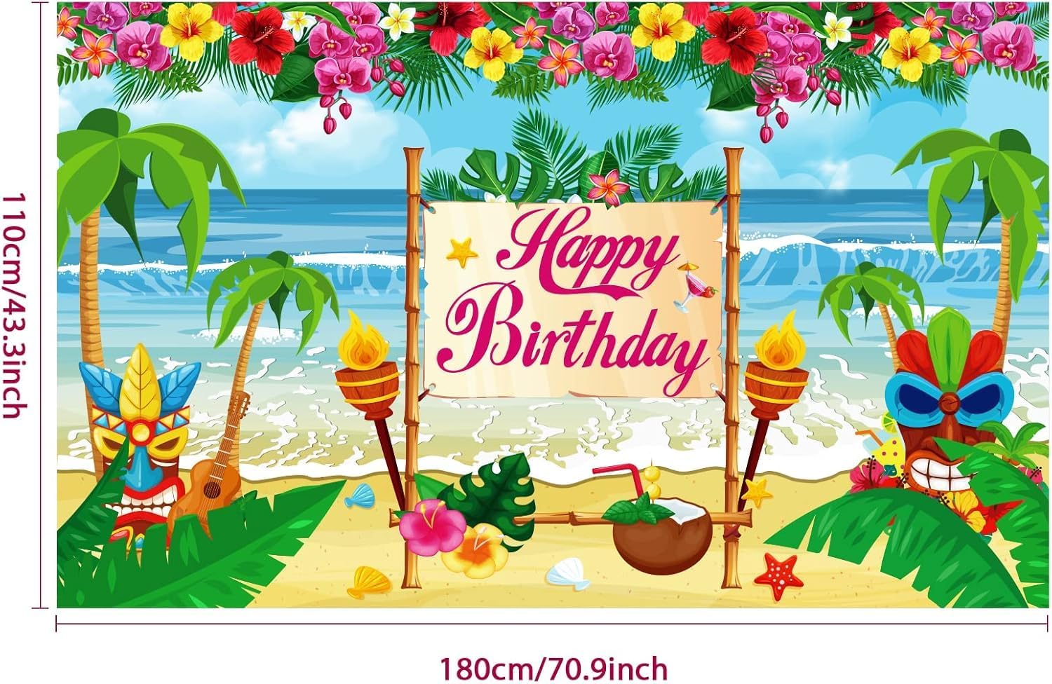 Birthday Party Decorations Backdrop, 5x3Ft Happy Birthday Backdrop Banner Photo Background Decor for Princess Party Decorations Indoor Outdoor