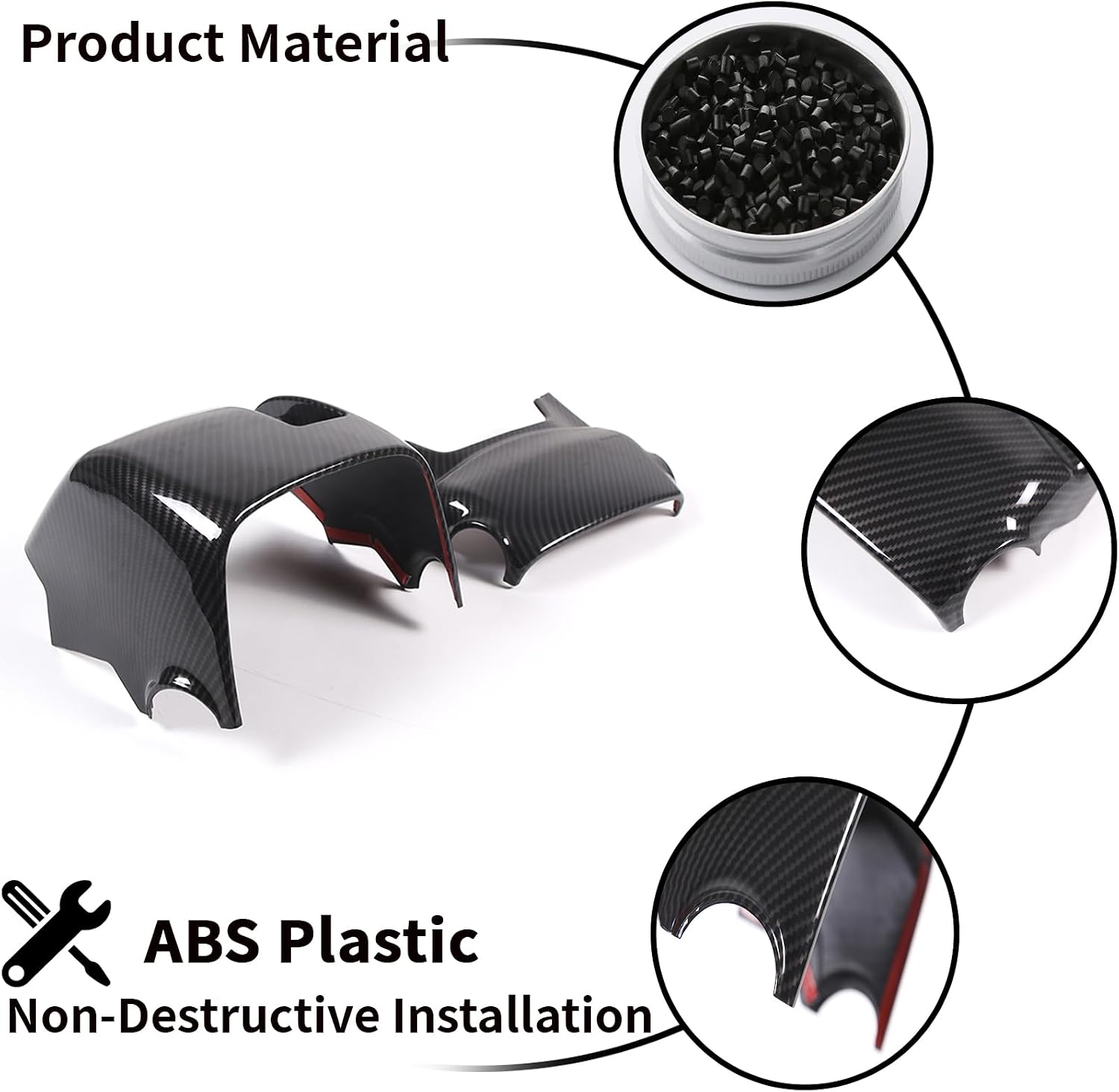 Steering Wheel Base Trim Cover Compatible with Toyota 86 GR86 / Subaru BRZ ZD8 2022 2023 ABS 2PCS, Interior Steering Wheel Base Lower Protection Kits Trim Accessories (ABS Carbon)