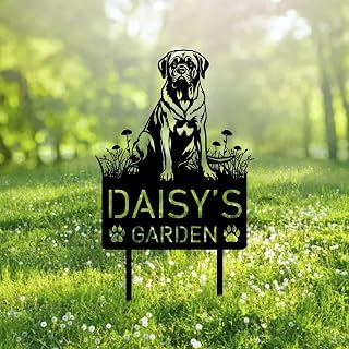 Custom English Mastiff Dog Metal Memorial Garden Stake Personalized Pet Grave Marker Name Sign Remembrance Stake Decor Sympathy Dog Loss,Outdoor Statues for Yard Garden Lawn Patio Pathway Grave.