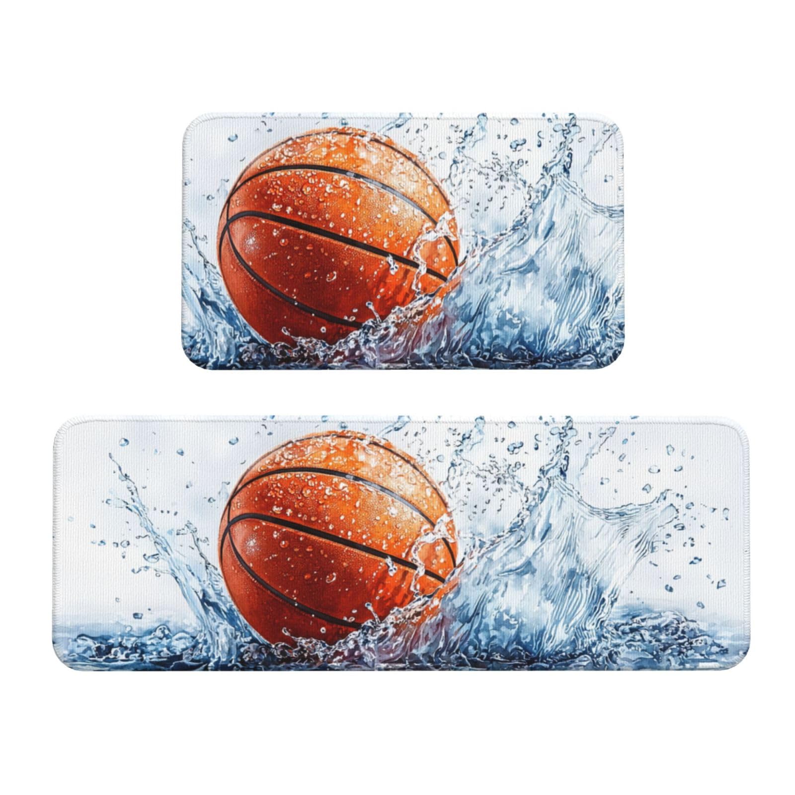Juego de alfombras de cocina acolchadas y lavables con diseño de baloncesto acuático