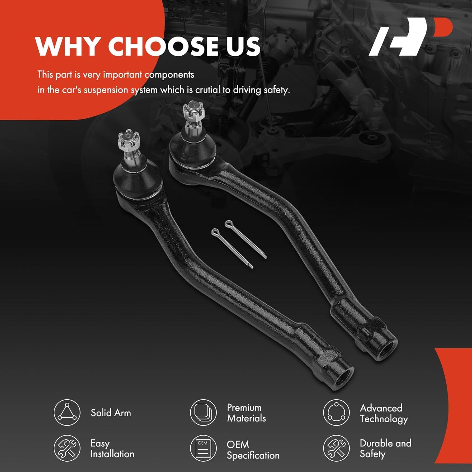 A-Premium 2 x Front Outer Tie Rod Ends, Compatible with Kia Sedona 2015-2021