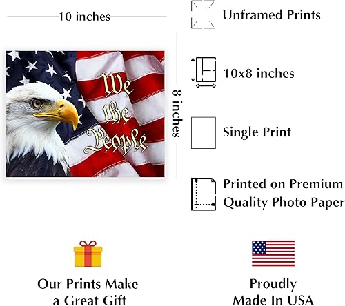 Miniatura 2 de We The People - Rustic American Flag - Wall Art, This USA Patriotic Eagle Wall Decor Picture Print Is An Ideal Decor For Home, Offices, Veterans